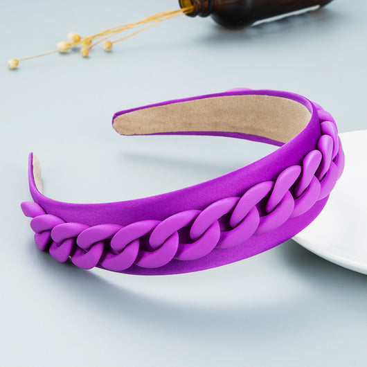 Diadema Ancha con Cadena de Colores Macaron para Mujer - Image 3