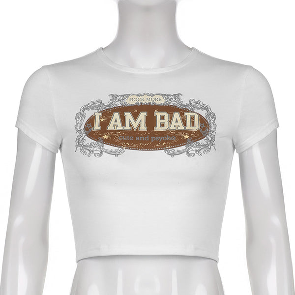 Blusa Cropped Cuello Redondo con Estampado de Letras - Image 7