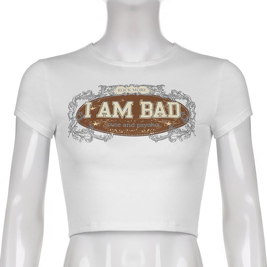 Blusa Cropped Cuello Redondo con Estampado de Letras - Image 7
