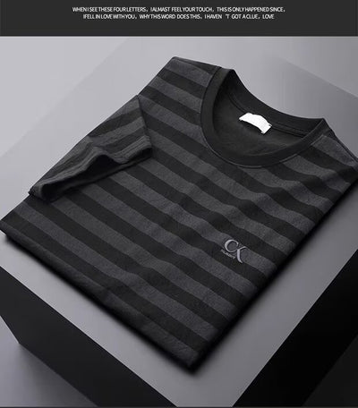 Camisa Slim Fit de Seda de Hielo con Rayas - Manga Corta Hombre - Image 7
