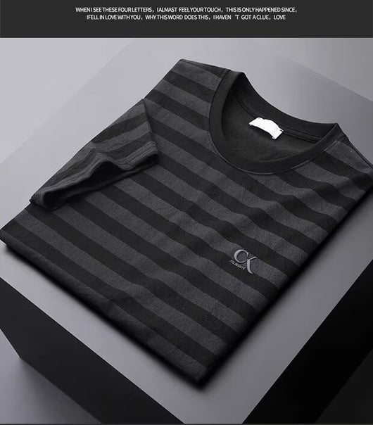 Camisa Slim Fit de Seda de Hielo con Rayas - Manga Corta Hombre - Image 7