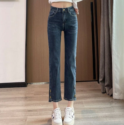 Pantalones Cigarette Cropped con Cierre de Botones para Mujer - Image 10