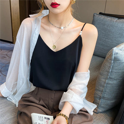 Blusa Suelta de Gasa sin Mangas - Versátil y Cómoda para Capas - Image 12