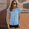 Camisa Casual de Manga Corta con Múltiples Hebillas