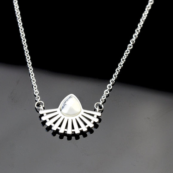 Collar Ovalado de Turquesa Retro para Mujer