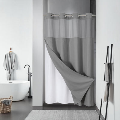 Cortina de Baño Doble Capa con Hebilla Grande - Diseño Liso y Moderno - Image 51