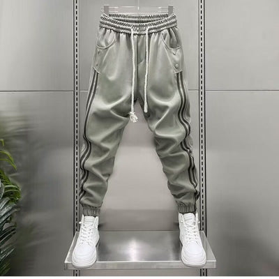 Pantalones Casuales Hombre Primavera-Verano con Rayas Verticales y Cintura Elástica - Image 6