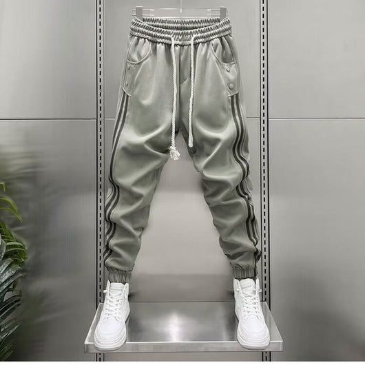 Pantalones Casuales Hombre Primavera-Verano con Rayas Verticales y Cintura Elástica - Image 6