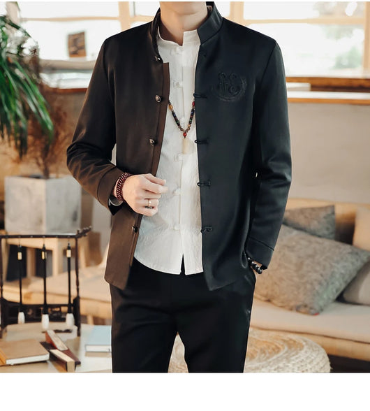 Traje Chino Tradicional Bordado Slim Fit con Cuello Mao - Image 7