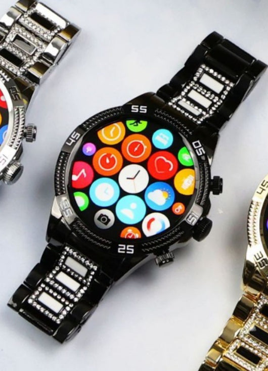 Reloj Inteligente de Oro con Llamadas Bluetooth y Diamantes - Image 4