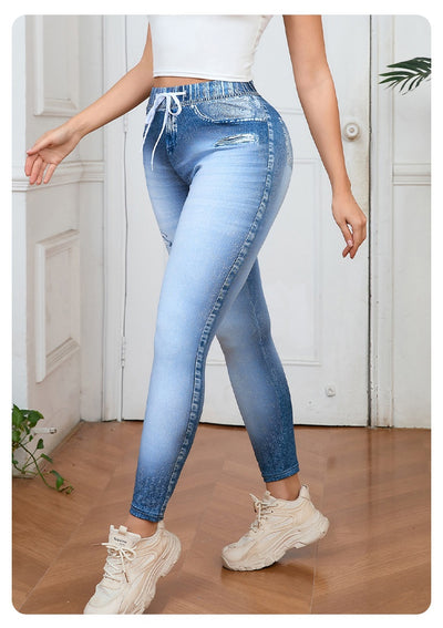 Pantalones Estampados de Cintura Alta con Cordón Europeos y Americanos - Image 15