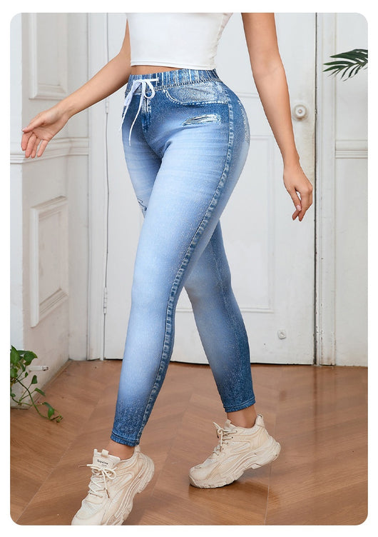 Pantalones Estampados de Cintura Alta con Cordón Europeos y Americanos - Image 15