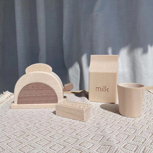 Casa de Juego Infantil de Madera de Nogal Negro con Accesorios de Cocina