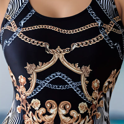 Traje de Baño Estampado Ajustado Espalda Descubierta Efecto Reductor - Image 4