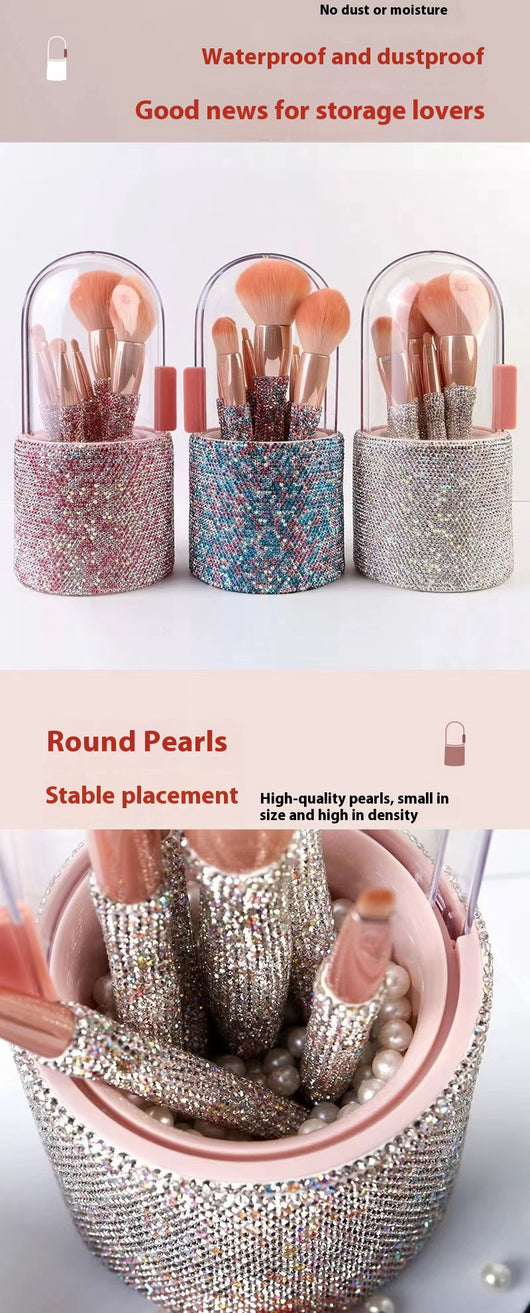 Set de 8 Brochas de Maquillaje Lujo con Diamantes Incrustados - Image 13