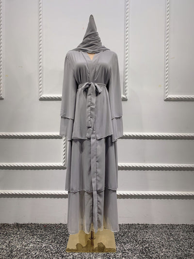 Bata Larga de Gasa Perla en Tres Capas - Vestido Fluido y Elegante - Image 12