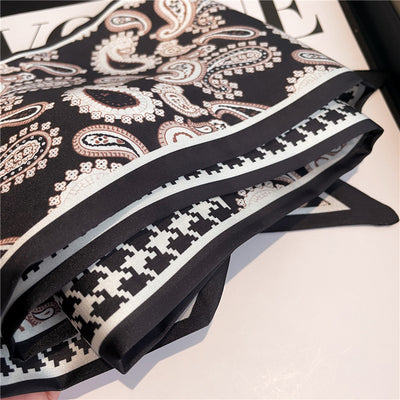 Bufanda Larga Delgada con Diseño Pata de Gallo Doble Capa de Seda Imitada para Mujer - Image 52