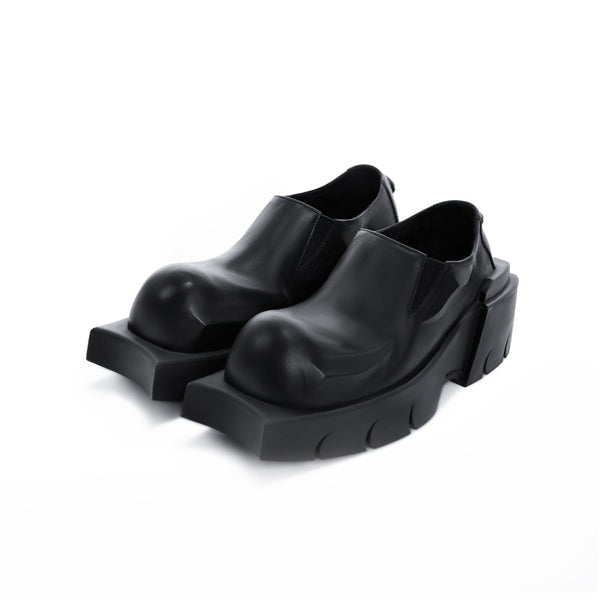 Zapatos Derby Plataforma Cabeza Redonda Cuero Genuino Cuernos Diablo