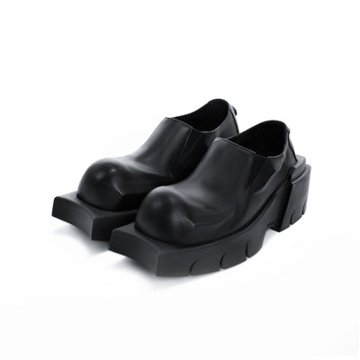 Zapatos Derby Plataforma Cabeza Redonda Cuero Genuino Cuernos Diablo