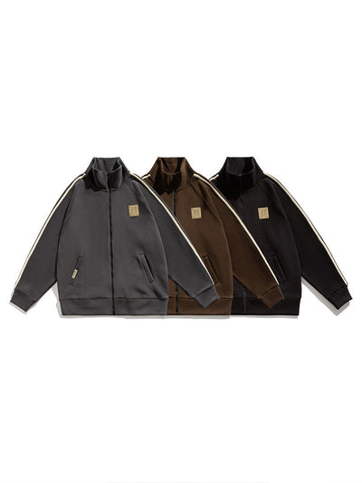 Cardigan Pesado a Rayas con Cuello de Pie Americano - Image 15