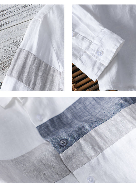 Camisa Hombre Cuello Suelto Algodón Lino Versátil para Playa - Image 10