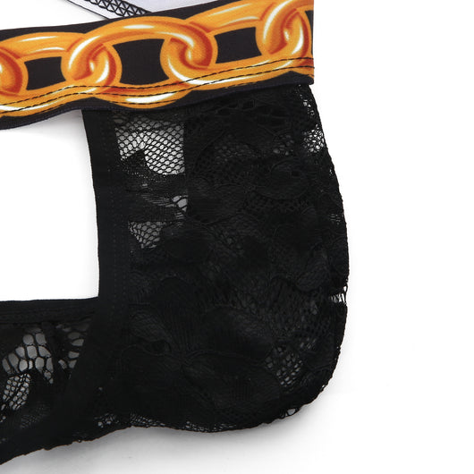 Tanga Masculino de Encaje 3D con Cadena Ajustable Transparente - Image 13