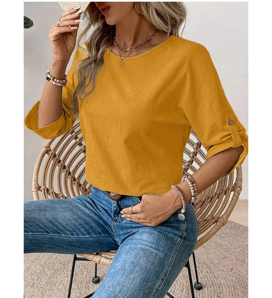 Blusa Casual de Cuello Redondo Diseño Elegante y Minimalista para Mujer - Image 28
