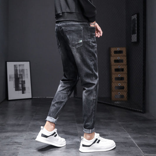 Pantalones Slim Stretch Negro Tendencia Coreana Multiuso Hombre - Image 3