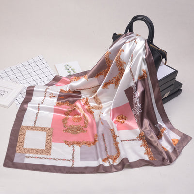 Pañuelo de Seda Simulada con Detalles de Contraste para Mujer - Image 5