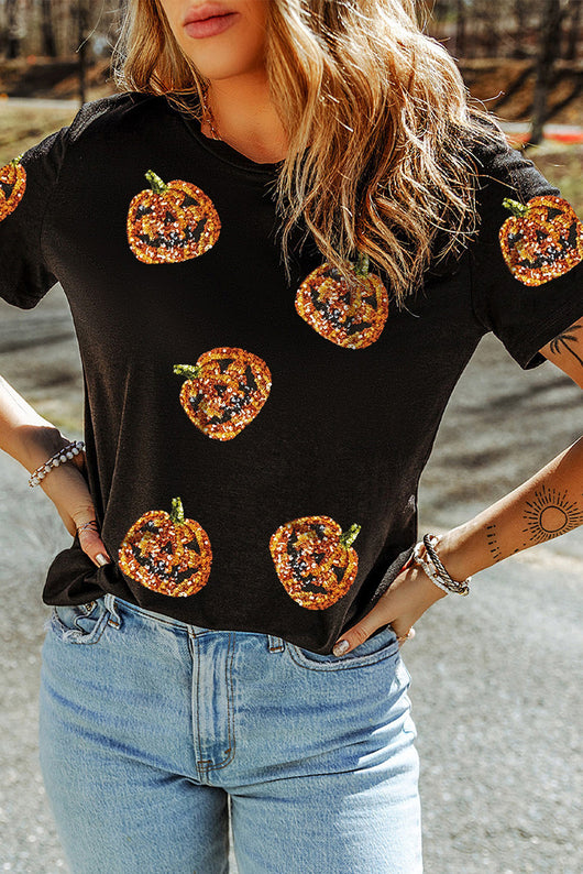 Blusa Suelta Halloween con Lentejuelas y Costuras Decorativas - Image 10