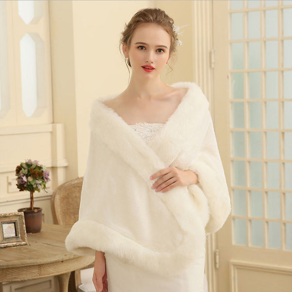 Chal de Piel Nupcial Talla Grande - Accesorios de Boda Invierno para Mujer
