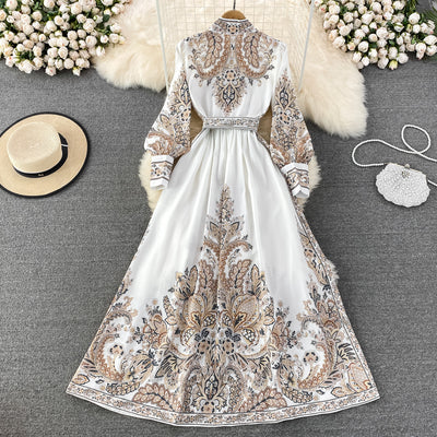 Vestido Hada Estampado con Cuello Solapa y Mangas Abullonadas - Image 5