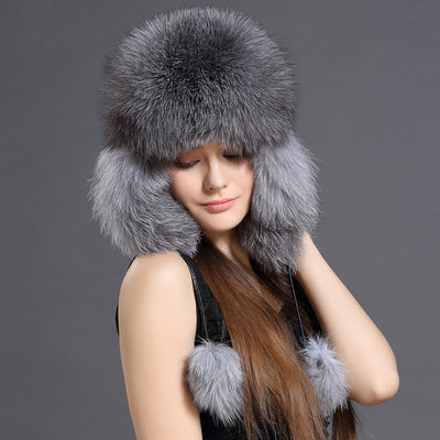 Gorro Lei Feng Coreano con Pelaje de Zorro para Otoño e Invierno