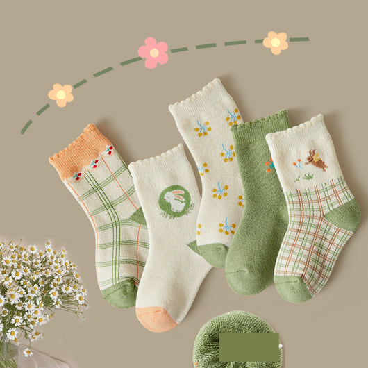 Calcetines Medianos Terciopelo para Niños y Niñas con Diseño Animado