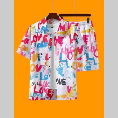 Conjunto de Pantalón y Playera Estampada 3D Suelta para Hombre - Image 4