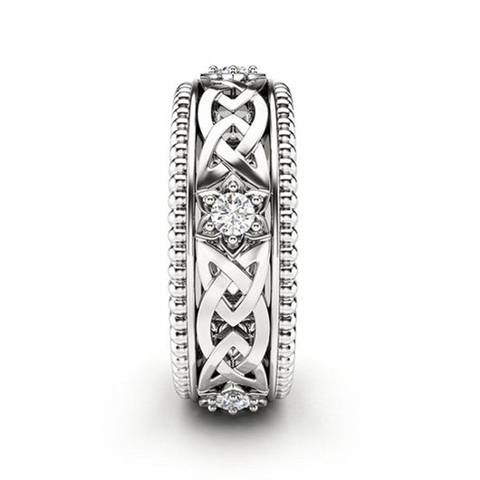 Anillo de Boda Hueco con Diamante Blanco Chapado en Oro 14K - Image 18