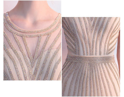 Vestido de Noche Dorado con Cola de Pez Champagne - Image 13