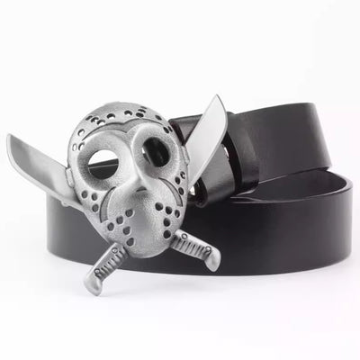 Cinturón de Cuero Bovino con Diseño Calavera de Dos Capas - Image 11