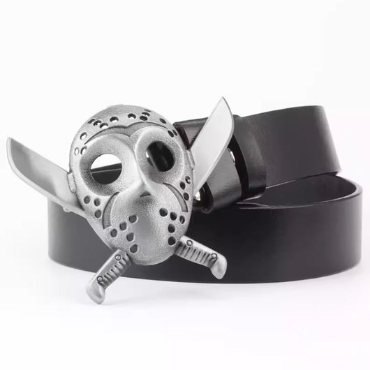 Cinturón de Cuero Bovino con Diseño Calavera de Dos Capas - Image 11