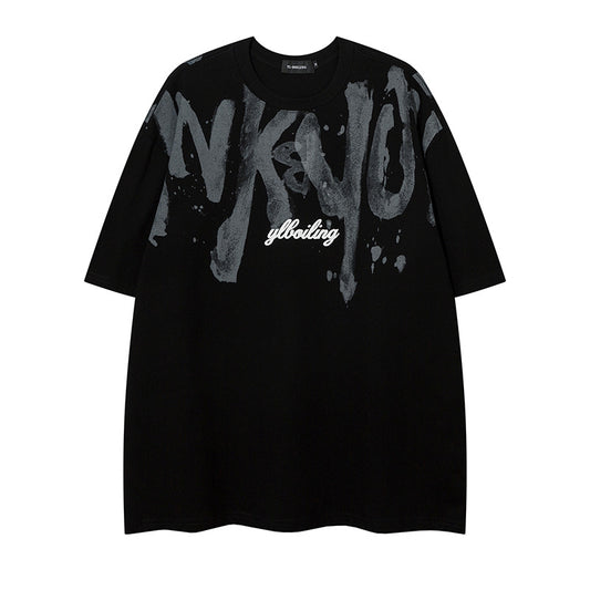 Camiseta Hombre Estilo Retro Americano con Estampado Graffiti - Image 2