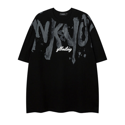 Camiseta Hombre Estilo Retro Americano con Estampado Graffiti - Image 2