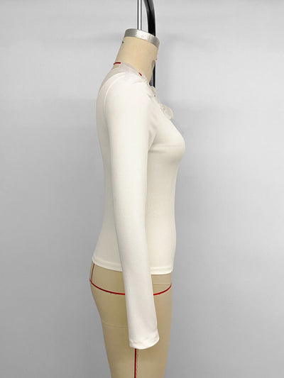Blusa Elegante Slim Fit con Paneles de Malla Floral 3D - Image 10
