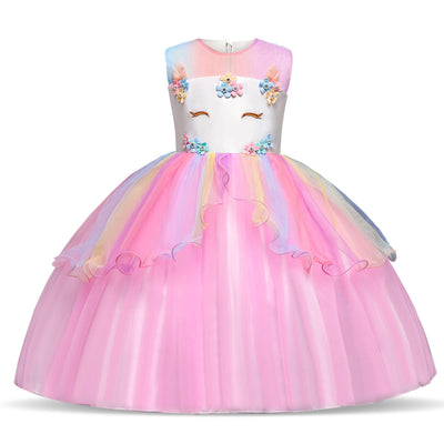 Vestido de Princesa Infantil con Falda Voluminosa y Flores para Niña - Image 9