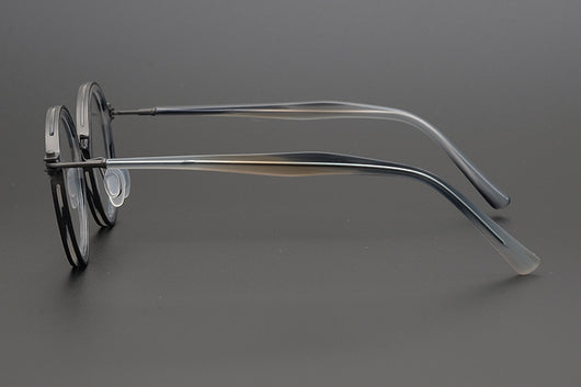 Lentes Retro de Titanio Puro Montura Redonda Carey para Miopía - Image 41