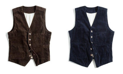 Chaleco de Pana para Hombre con Diseño de Patchwork - Primavera Otoño - Image 14