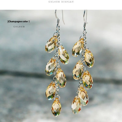 Aretes de Cristal con Aguja de Plata - Cortina de Cuentas Brillante - Image 4