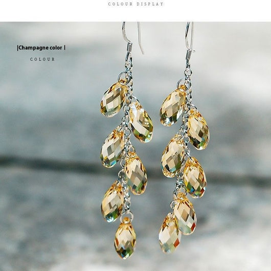 Aretes de Cristal con Aguja de Plata - Cortina de Cuentas Brillante - Image 4