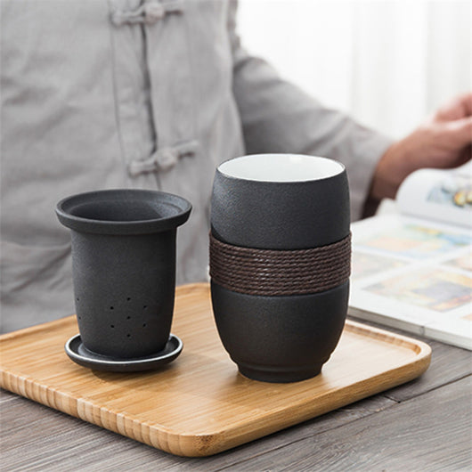 Taza de Té de Cerámica con Filtro Integrado y Tapa - Image 7