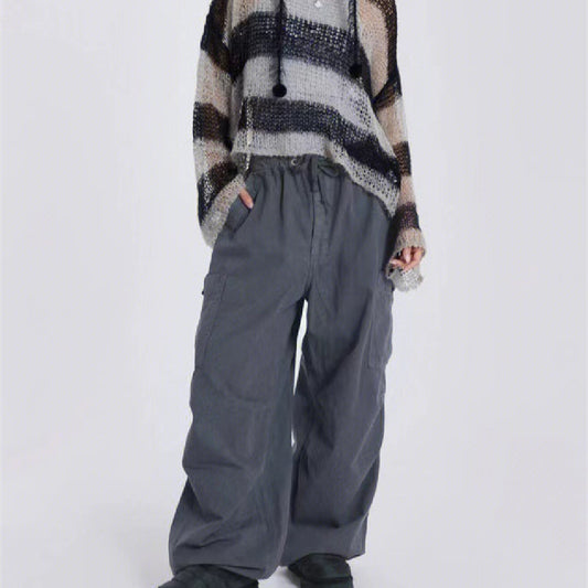 Overol Gris Holgado Retro Casual de Pierna Ancha