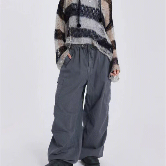 Overol Gris Holgado Retro Casual de Pierna Ancha